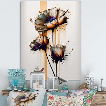 Orange Daisy Flower On Abstract Fusion I - Traditional Canvas Wall Art